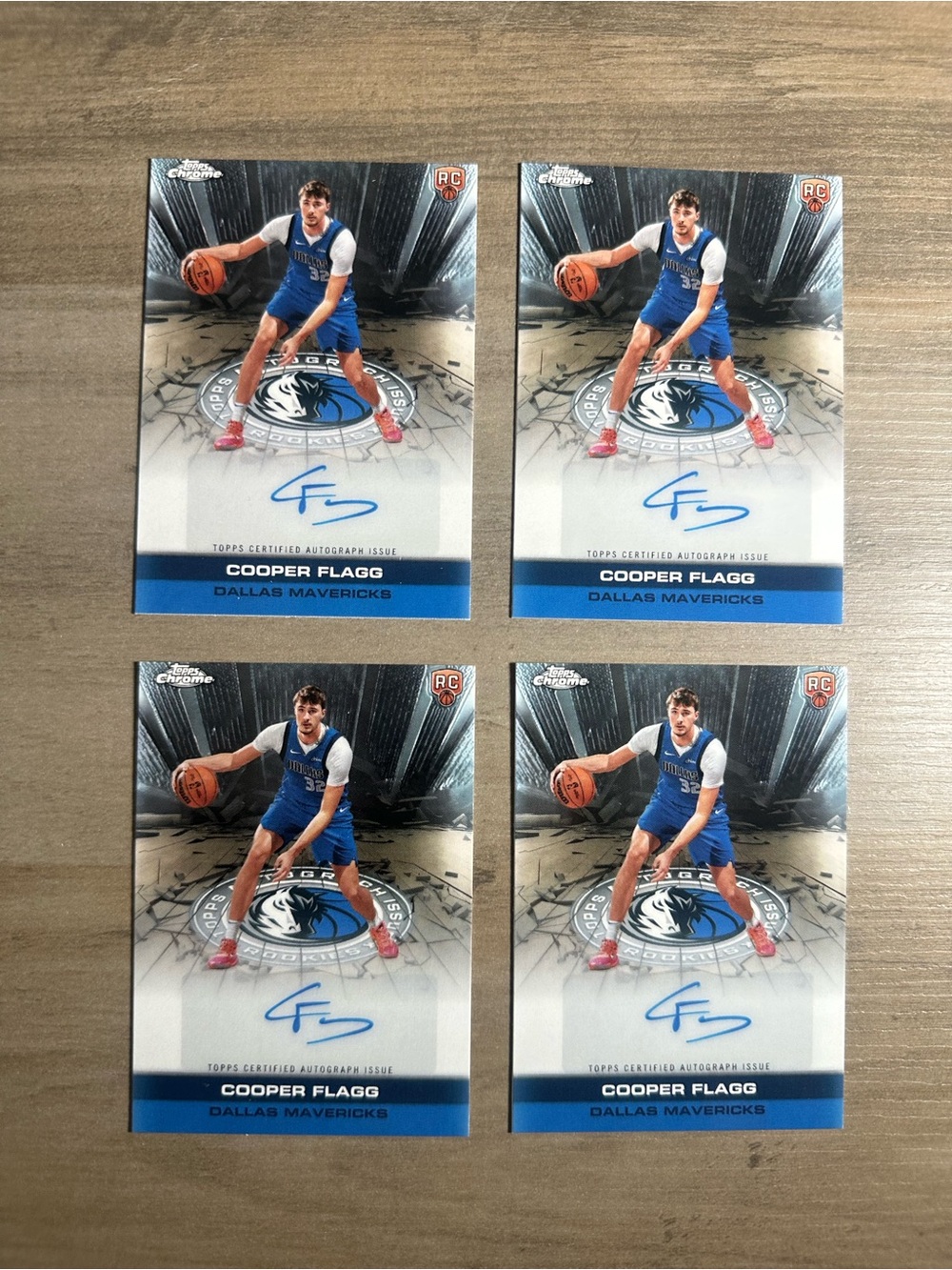 Cooper Flagg Signed Rookie Lot of (4) 2025 Topps Chrome Novelty Cards.